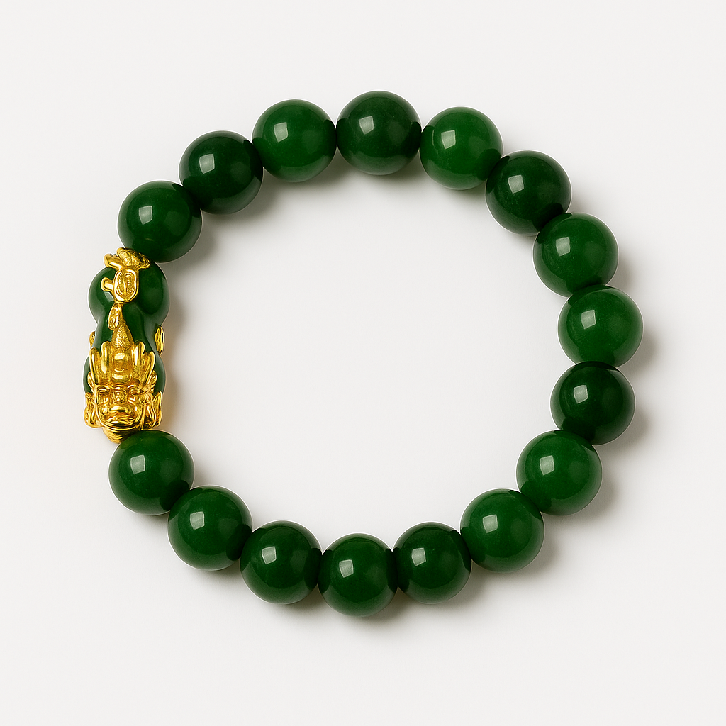 Jade Wealth & Protection Bracelet with Pi Xiu Charm