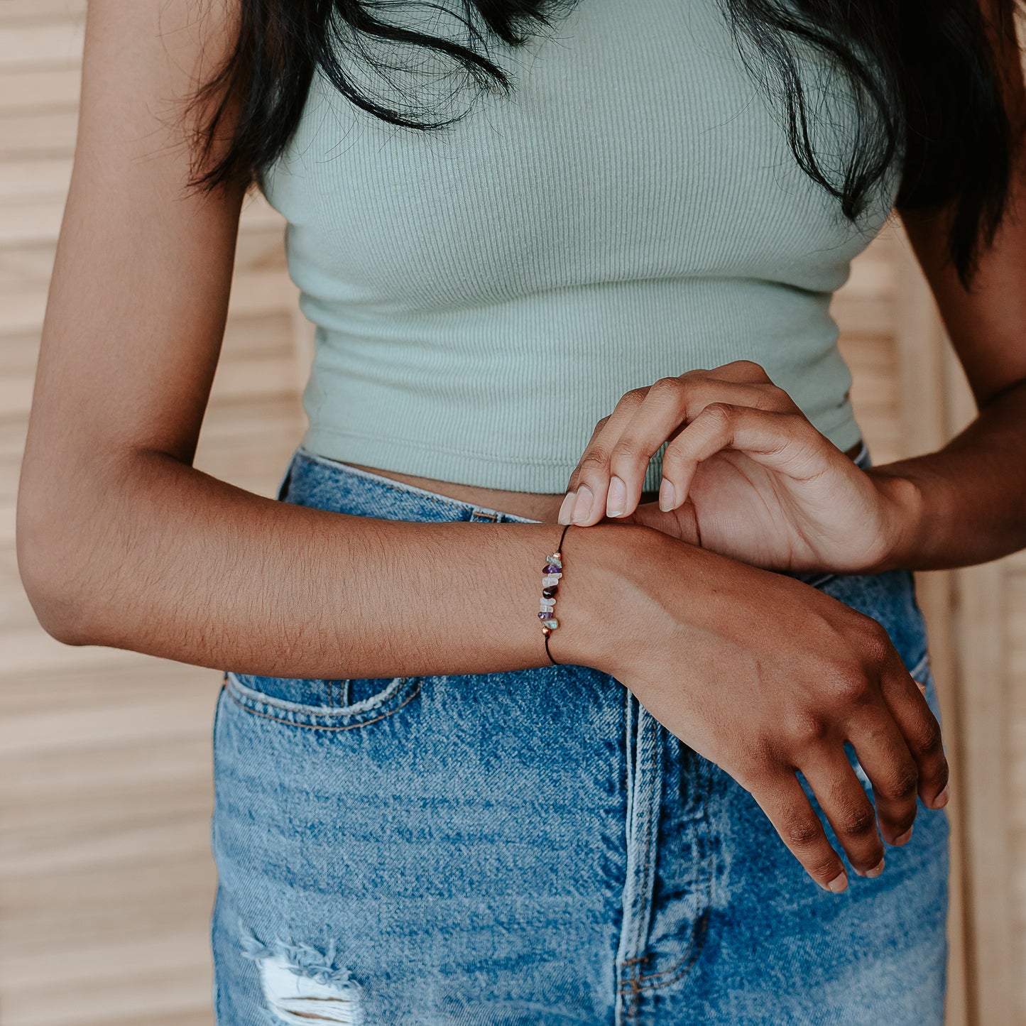 Best Anxiety crystal bracelet anklet boho, casual & minimal  Tie